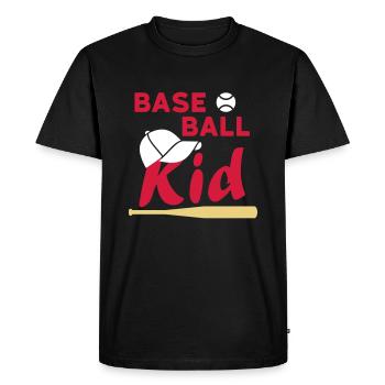 Enfant de baseball (balle de jeu, casquette, batte de baseball) - T-shirt Premium bio Homme - noir - Devant - Nico (187cm)