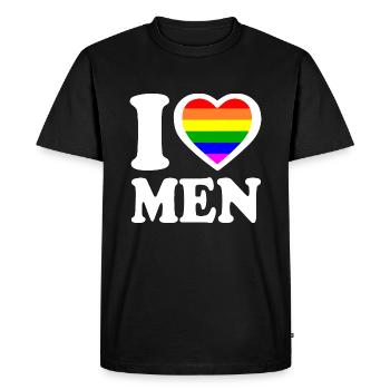 I love men - T-shirt Premium bio Homme - noir - Devant - Nico (187cm)