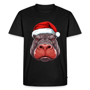Hippopotamus Christmas Animal Head - Men's Premium Organic T-Shirt - black - Front - Nico (187cm)