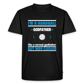 Godfather and handball player – cooler than normal - Men's Premium Organic T-Shirt - black - Front - Nico (187cm)