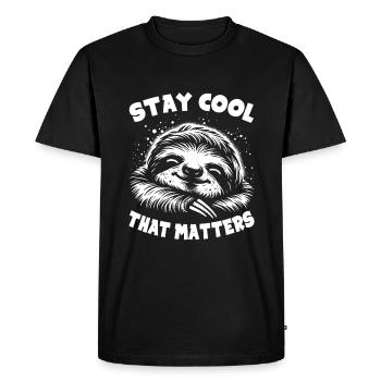 Paresseux : Restez cool, c’est important - T-shirt Premium bio Homme - noir - Devant - Nico (187cm)