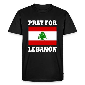 Pray for lebanon - T-shirt Premium bio Homme - noir - Devant - Nico (187cm)