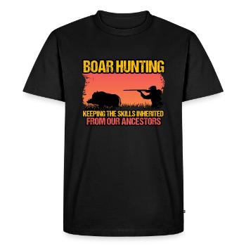 Boar Hunting - Keeping The Skills - Men's Premium Organic T-Shirt - black - Front - Nico (187cm)