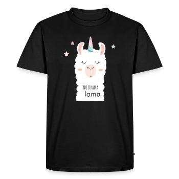 NO DRAMA LAMA - Männer Premium Bio T-Shirt - Schwarz - Vorne - Nico (187cm)