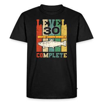 Pêcheur Anniversaire Niveau 30 Complete Truite Pêche - T-shirt Premium bio Homme - noir - Devant - Nico (187cm)