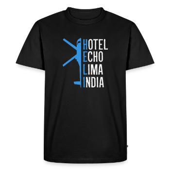 Alphabet Hélicoptère pilote cadeau - T-shirt Premium bio Homme - noir - Devant - Nico (187cm)