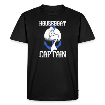 Houseboat Captain Mermaid Boating Captain Anchor - Men's Premium Organic T-Shirt - black - Front - Nico (187cm)