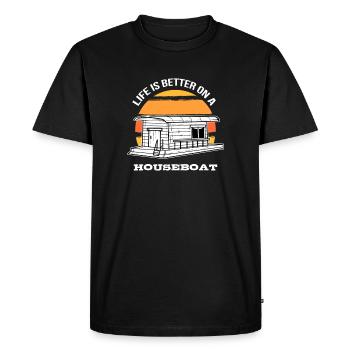 Life Is Better On A Houseboat Boating Captain Gift - Men's Premium Organic T-Shirt - black - Front - Nico (187cm)