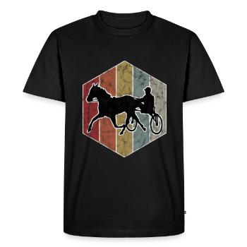 Trotter courses de trot dans un style rétro ou vintage - T-shirt Premium bio Homme - noir - Devant - Nico (187cm)