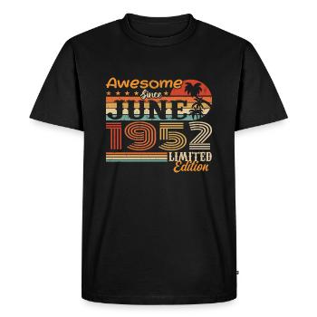 Juin 1952 Retro Vintage Juni 1952 anniversaire - T-shirt Premium bio Homme - noir - Devant - Nico (187cm)