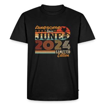 June 2024 Retro Vintage June 2024 birthday - Men's Premium Organic T-Shirt - black - Front - Nico (187cm)