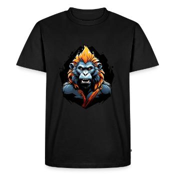 angry baboon with long teeth - Men's Premium Organic T-Shirt - black - Front - Nico (187cm)
