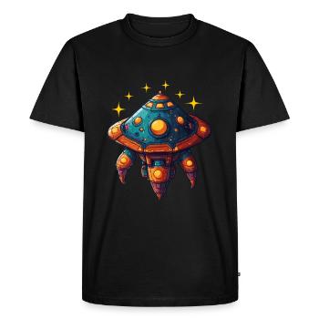Soucoupe volante de vaisseau spatial imaginative - T-shirt Premium bio Homme - noir - Devant - Nico (187cm)