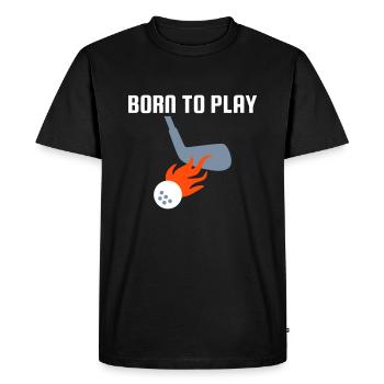 Born to play golf, golf clubs, golf ball, flames - Men's Premium Organic T-Shirt - black - Front - Nico (187cm)