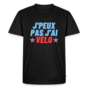Je peux pas j ai vélo - T-shirt Premium bio Homme - noir - Devant - Nico (187cm)