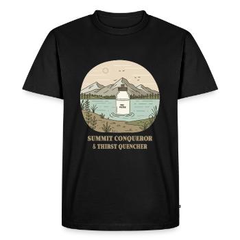 Randonneurs au sommet et désaltérants - T-shirt Premium bio Homme - noir - Devant - Nico (187cm)