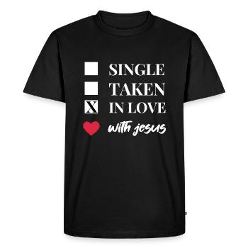 Célibataire Amoureux de Jésus | Des vêtements chrétiens ! - T-shirt Premium bio Homme - noir - Devant - Nico (187cm)