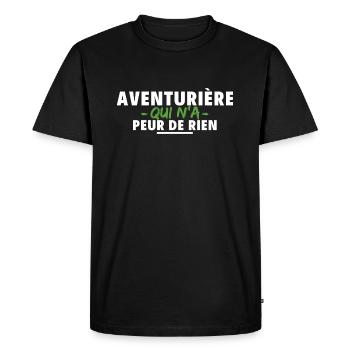 aventurière qui n'a peur de rien - T-shirt Premium bio Homme - noir - Devant - Nico (187cm)