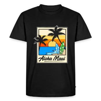 Maui Hawaï Hawaïen - T-shirt Premium bio Homme - noir - Devant - Nico (187cm)