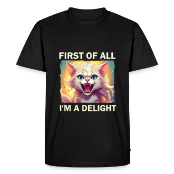Tout d’abord, je suis un délice - T-shirt Premium bio Homme - noir - Devant - Nico (187cm)