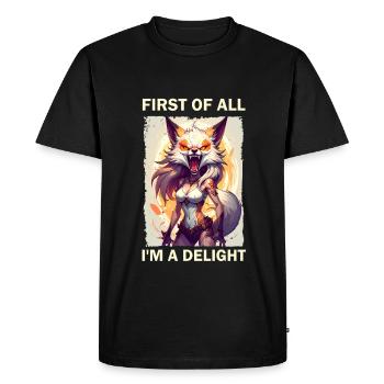 Tout d’abord, je suis un délice - T-shirt Premium bio Homme - noir - Devant - Nico (187cm)