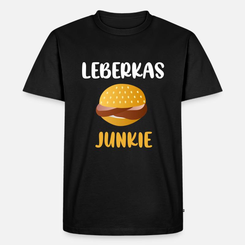 Leberkäse Junkie Spruch Fleischkäsebrötchen - Männer Premium Bio T-Shirt - Schwarz