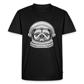 Pug Astronaut - Men's Premium Organic T-Shirt - black - Front - Nico (187cm)