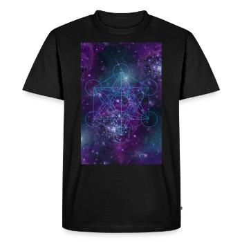 Heilige Geometrie Metatron Cube Universum - Männer Premium Bio T-Shirt - Schwarz - Vorne - Nico (187cm)