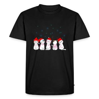 Cute Christmas Cats - Men's Premium Organic T-Shirt - black - Front - Nico (187cm)