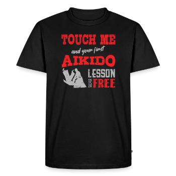 Touch Me And Your First Aikido Lesson Is Free - T-shirt Premium bio Homme - noir - Devant - Nico (187cm)