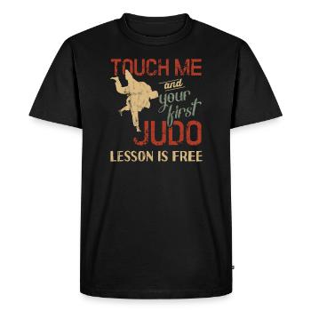 Touchez-moi et votre première leçon de judo est gratuite - T-shirt Premium bio Homme - noir - Devant - Nico (187cm)