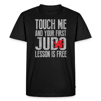 Touchez-moi et votre première leçon de judo est gratuite - T-shirt Premium bio Homme - noir - Devant - Nico (187cm)
