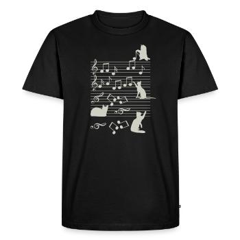 Chatte Musique Note - T-shirt Premium bio Homme - noir - Devant - Nico (187cm)