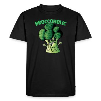 Broccoholic Brocoli Vegan - T-shirt Premium bio Homme - noir - Devant - Nico (187cm)