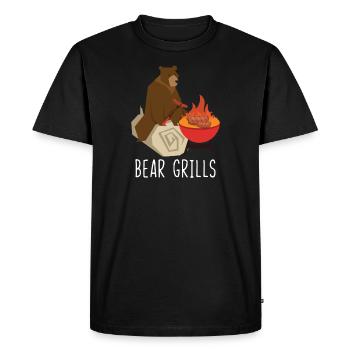 Bear Grills - Men's Premium Organic T-Shirt - black - Front - Nico (187cm)