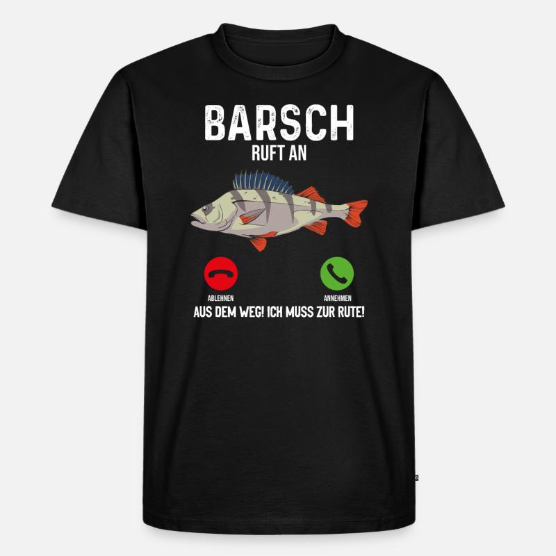Barsch Angeln - Männer Premium Bio T-Shirt - Schwarz