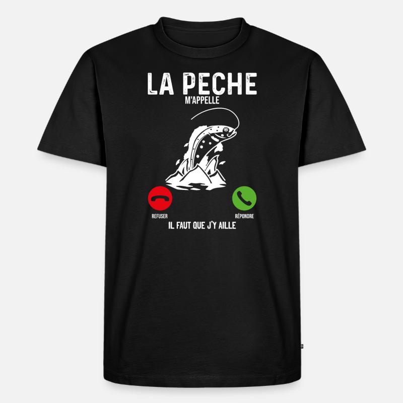 pêche - Männer Premium Bio T-Shirt - Schwarz