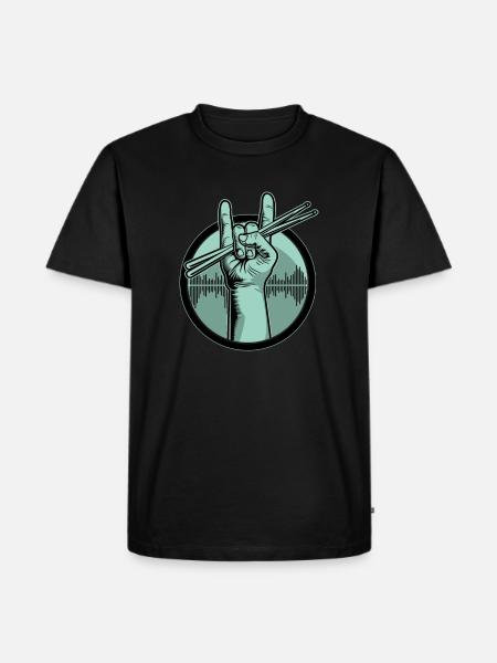 Schlagzeug Drumsticks - Männer Premium Bio T-Shirt - Schwarz