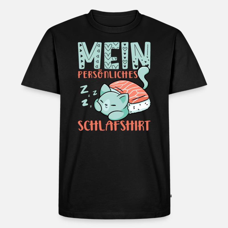Katze Pyjama - Männer Premium Bio T-Shirt - Schwarz
