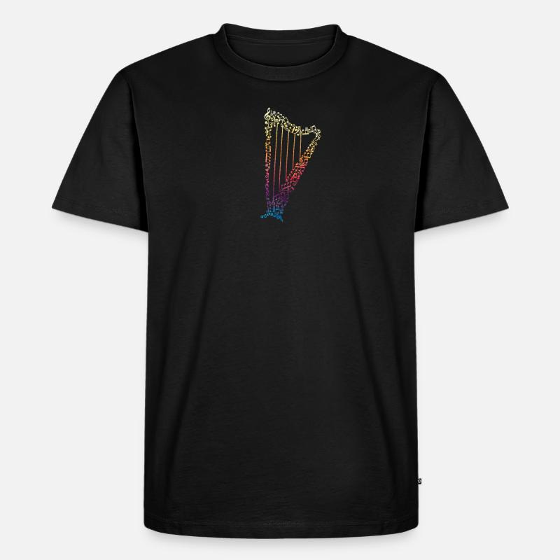 Harfe Musik - Männer Premium Bio T-Shirt - Schwarz