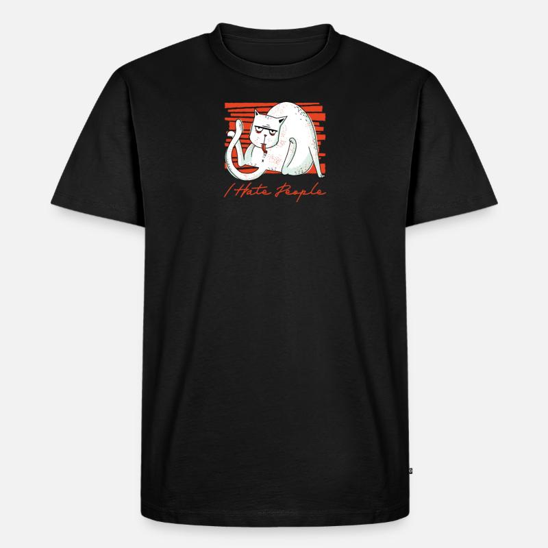 I hate people Katze - Männer Premium Bio T-Shirt - Schwarz