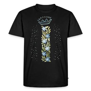 Lettre monogramme I avec couronne, ornement floral - T-shirt Premium bio Homme - noir - Devant - Nico (187cm)