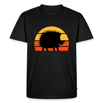 Happy hedgehog in front of a half-sun - Men's Premium Organic T-Shirt - black - Front - Nico (187cm)