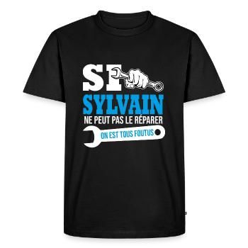 Si Sylvain ne peut pas le réparer on est foutus - T-shirt Premium bio Homme - noir - Devant - Nico (187cm)