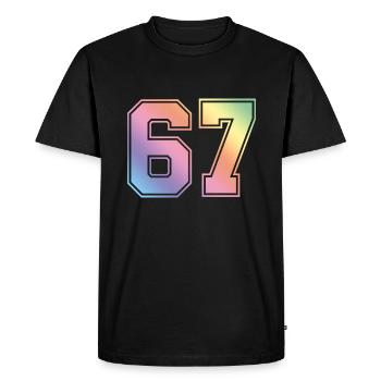 67 Numéro coloré - T-shirt Premium bio Homme - noir - Devant - Nico (187cm)