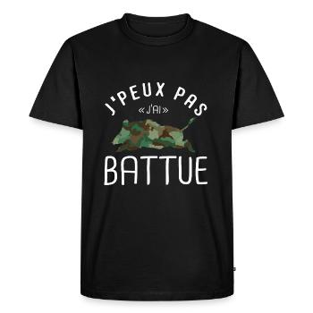 J'peux pas j'ai battue chasse chasseur sanglier - T-shirt Premium bio Homme - noir - Devant - Nico (187cm)
