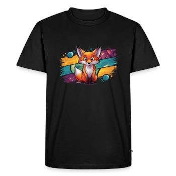 Renard - Illustration - T-shirt Premium bio Homme - noir - Devant - Nico (187cm)