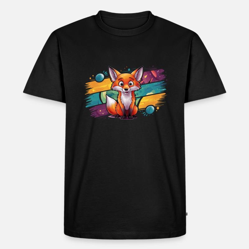 Fuchs - Illustration - Männer Premium Bio T-Shirt - Schwarz