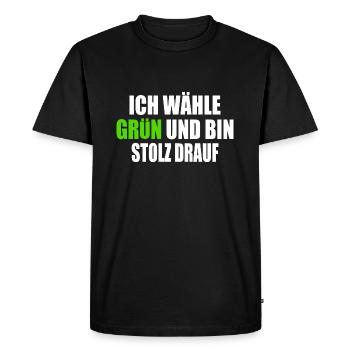 Je vote vert et j’en suis fier - T-shirt Premium bio Homme - noir - Devant - Nico (187cm)