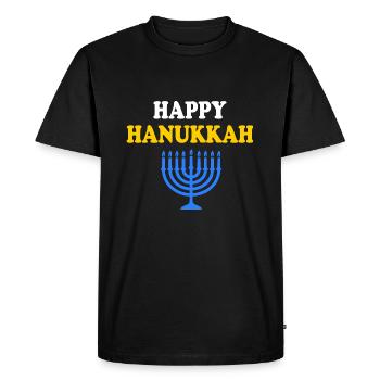 HAPPY HANUKKAH - T-shirt Premium bio Homme - noir - Devant - Nico (187cm)
